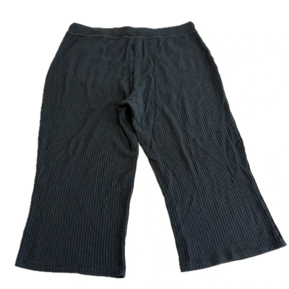 J Crew Pants Womens Large Black Super Cozy Waffle Knit Sleep‎ Pajama Wide Leg